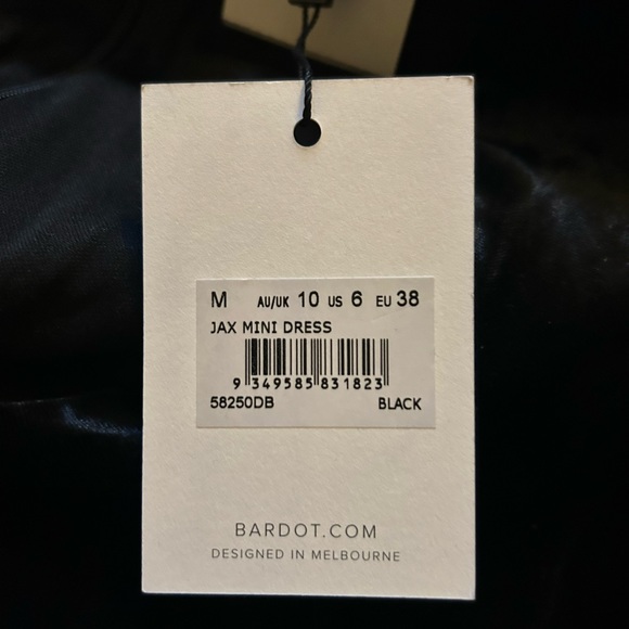 Bardot Black Velvet Mini Dress - Picture 6 of 6